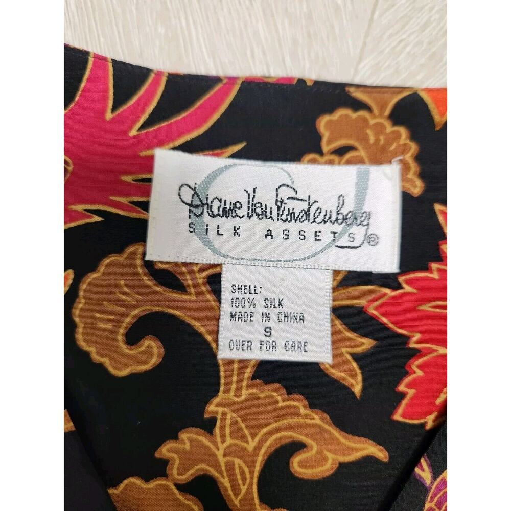 Mint DVF Diane Von Furstenberg Silk Assets Blouse Multi Color Asian Dragon S - Picture 5 of 8